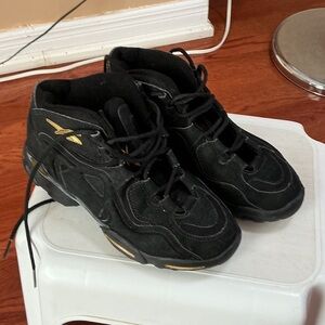 Reebok Womens Black Sneakers with Gold Highlights